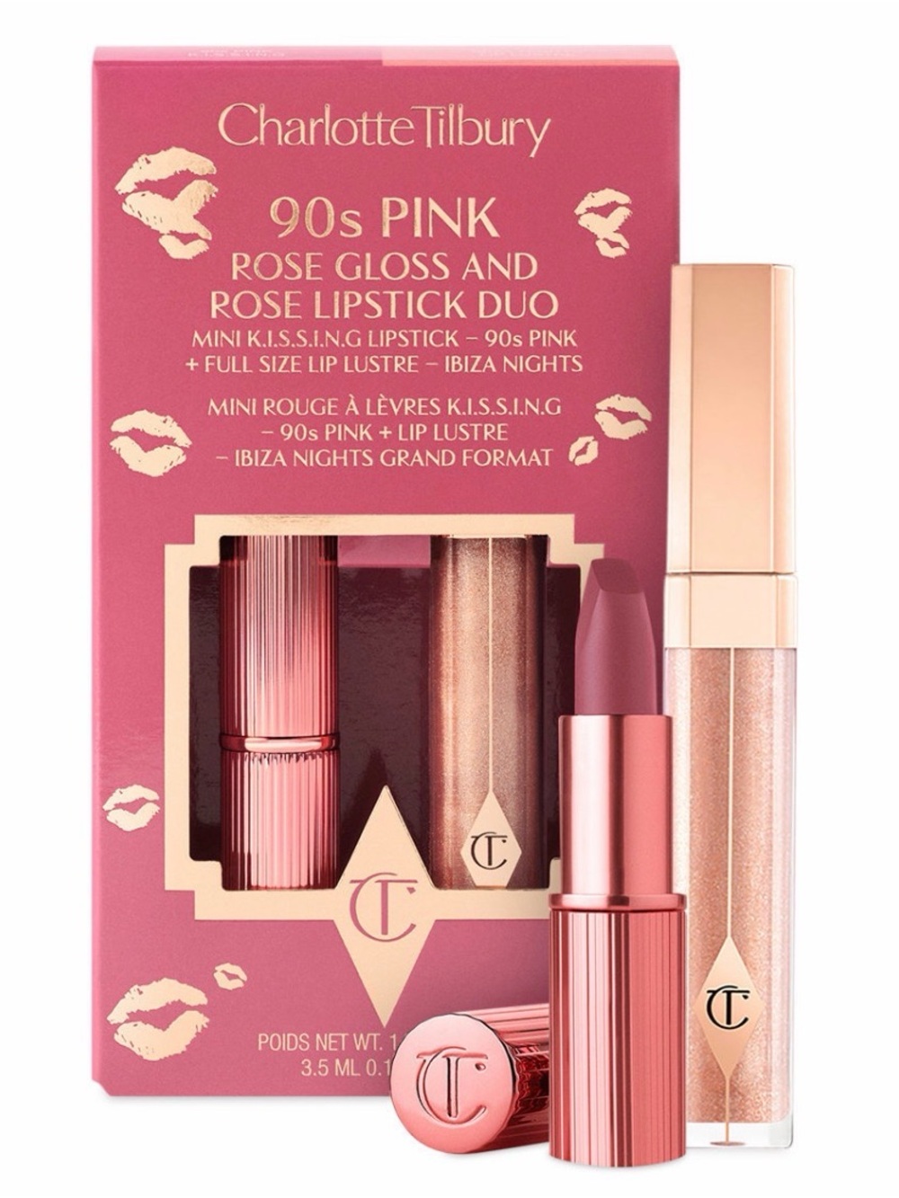 Charlotte Tilbury 90s Pink Rose Gloss & Lipstick Duo Set - Brand New